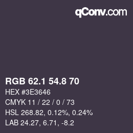 Color code: RGB 62.1 54.8 70 | qconv.com