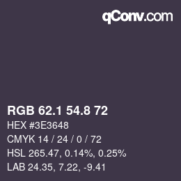 Color code: RGB 62.1 54.8 72 | qconv.com