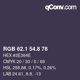 Color code: RGB 62.1 54.8 78 | qconv.com