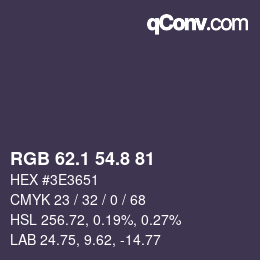 カラーコード: RGB 62.1 54.8 81 | qconv.com