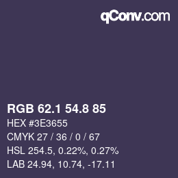 カラーコード: RGB 62.1 54.8 85 | qconv.com