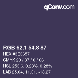 カラーコード: RGB 62.1 54.8 87 | qconv.com