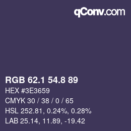 カラーコード: RGB 62.1 54.8 89 | qconv.com