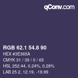 カラーコード: RGB 62.1 54.8 90 | qconv.com