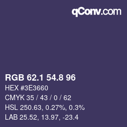 カラーコード: RGB 62.1 54.8 96 | qconv.com