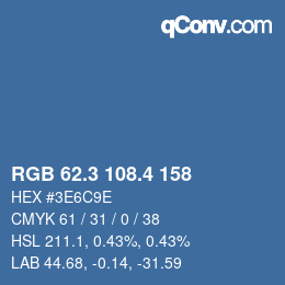 カラーコード: RGB 62.3 108.4 158 | qconv.com