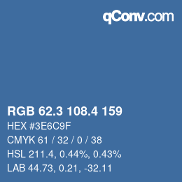 カラーコード: RGB 62.3 108.4 159 | qconv.com