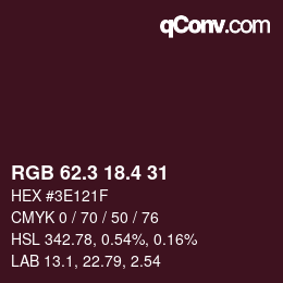 カラーコード: RGB 62.3 18.4 31 | qconv.com
