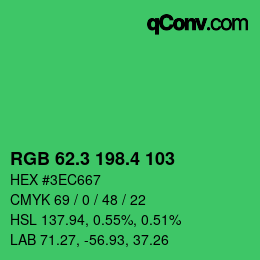 カラーコード: RGB 62.3 198.4 103 | qconv.com