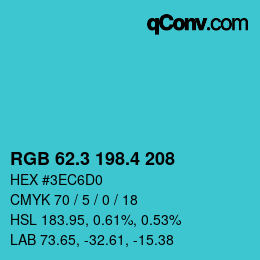 カラーコード: RGB 62.3 198.4 208 | qconv.com