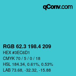 カラーコード: RGB 62.3 198.4 209 | qconv.com