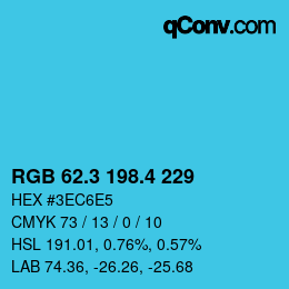 カラーコード: RGB 62.3 198.4 229 | qconv.com