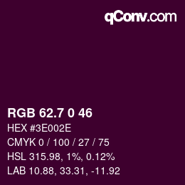 カラーコード: RGB 62.7 0 46 | qconv.com