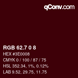 カラーコード: RGB 62.7 0 8 | qconv.com