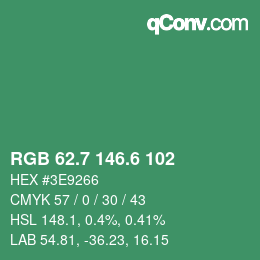 カラーコード: RGB 62.7 146.6 102 | qconv.com
