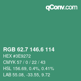カラーコード: RGB 62.7 146.6 114 | qconv.com