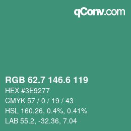 カラーコード: RGB 62.7 146.6 119 | qconv.com