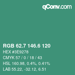 カラーコード: RGB 62.7 146.6 120 | qconv.com