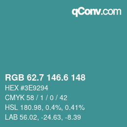 カラーコード: RGB 62.7 146.6 148 | qconv.com