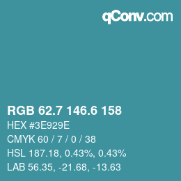カラーコード: RGB 62.7 146.6 158 | qconv.com