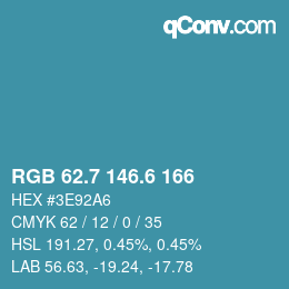 カラーコード: RGB 62.7 146.6 166 | qconv.com
