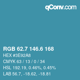 カラーコード: RGB 62.7 146.6 168 | qconv.com