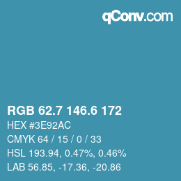 カラーコード: RGB 62.7 146.6 172 | qconv.com