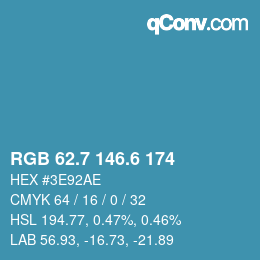 カラーコード: RGB 62.7 146.6 174 | qconv.com