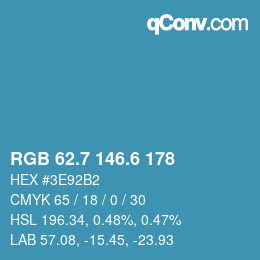 カラーコード: RGB 62.7 146.6 178 | qconv.com