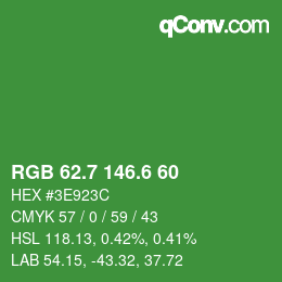 カラーコード: RGB 62.7 146.6 60 | qconv.com