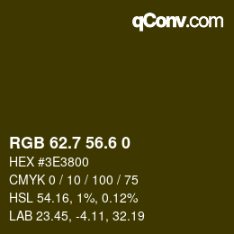カラーコード: RGB 62.7 56.6 0 | qconv.com