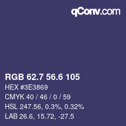 カラーコード: RGB 62.7 56.6 105 | qconv.com