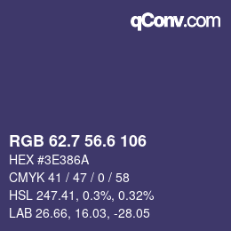 カラーコード: RGB 62.7 56.6 106 | qconv.com