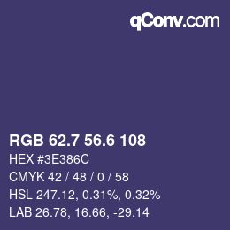 カラーコード: RGB 62.7 56.6 108 | qconv.com