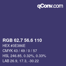 カラーコード: RGB 62.7 56.6 110 | qconv.com