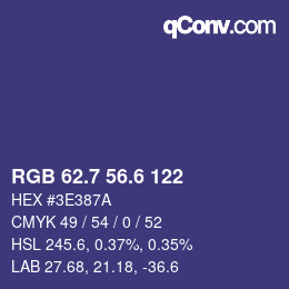 カラーコード: RGB 62.7 56.6 122 | qconv.com
