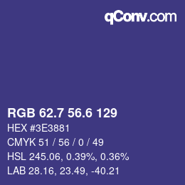 カラーコード: RGB 62.7 56.6 129 | qconv.com