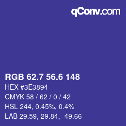カラーコード: RGB 62.7 56.6 148 | qconv.com