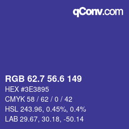 カラーコード: RGB 62.7 56.6 149 | qconv.com