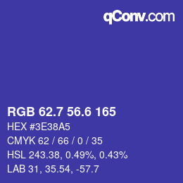 カラーコード: RGB 62.7 56.6 165 | qconv.com