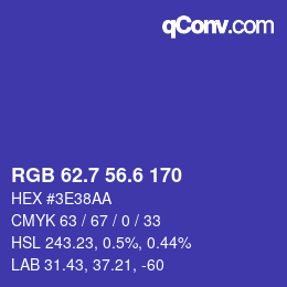 カラーコード: RGB 62.7 56.6 170 | qconv.com