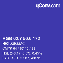 カラーコード: RGB 62.7 56.6 172 | qconv.com