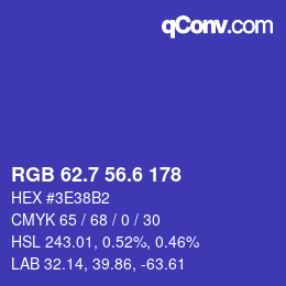 カラーコード: RGB 62.7 56.6 178 | qconv.com