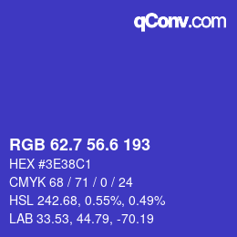 カラーコード: RGB 62.7 56.6 193 | qconv.com