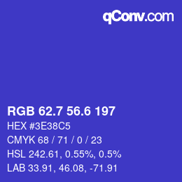カラーコード: RGB 62.7 56.6 197 | qconv.com