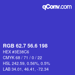 カラーコード: RGB 62.7 56.6 198 | qconv.com