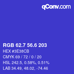 カラーコード: RGB 62.7 56.6 203 | qconv.com