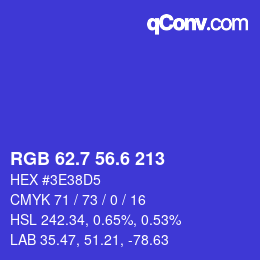 カラーコード: RGB 62.7 56.6 213 | qconv.com
