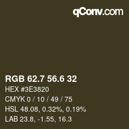 カラーコード: RGB 62.7 56.6 32 | qconv.com