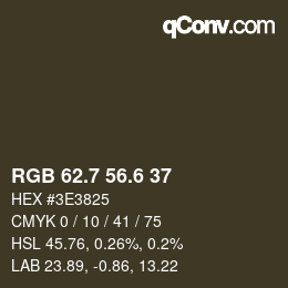 カラーコード: RGB 62.7 56.6 37 | qconv.com